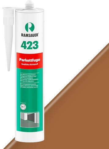 RAMSAUER 423 Parkettfuge (Nussbaum) - 310ml Kartusche, Fugendichtstoff für Holzboden, Linoleum, Vinyl, Polyvinylchlorid, Parkett, schleifbar, überstreichbar, elastisch, natursteinverträglich