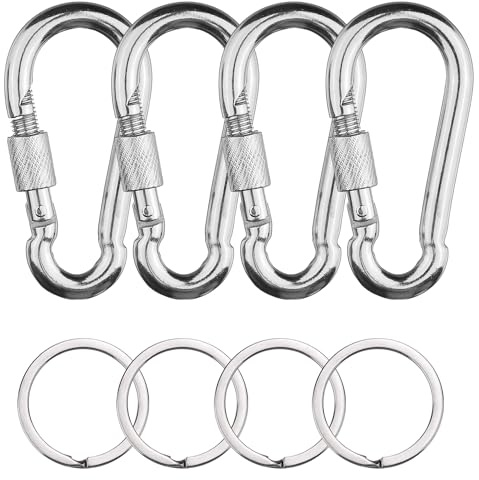 4 moschettoni M6 piccoli, in acciaio inox, moschettone a vite, moschettone, moschettone, moschettone, set di moschettoni, per accessori da campeggio