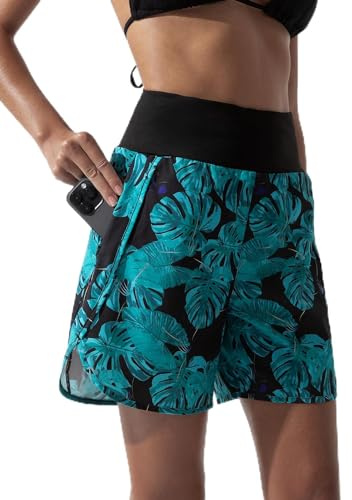 BebreezChic Badeshorts für Damen Badehose Schwimmshorts Damen Sommer Tropical Druck