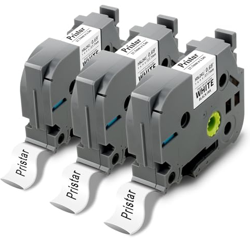Pristar 3x Kompatibel mit P Touch HSe-241 HSe241 Schrumpfschlauch Schwarz auf Weiß Etikettenband HSE 17,7mm x 1,5m für Brother PT-E500VP PT-E550WVP PT-P700 PT-P950NW PT-D460BT PT-D600VP PT-E560BTVP