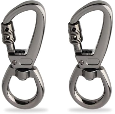 VJUYSW Karabinerhaken mit Drehgelenk Karabiner Hundeleine Schlüssel Edelstahl Klein Doppelkarabiner Scherenkarabiner Bolzenkarabiner Schwere, 2 Stück Schwarz