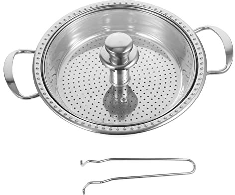 ANSNOW Vaporera de Acero Inoxidable Olla de 12 Cuartos para Sopa Olla para Fondue de Acero Inoxidable Olla para Cocinar Al Vapor Olla de Metal Cesta para Vaporizador de Verduras Utensilios de Cocina