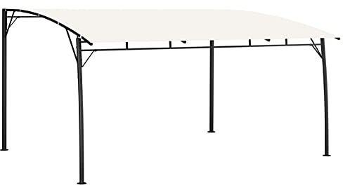 Amorsee Pérgola de Jardín con Techo, Pérgola de Acero 4x3 m Cenador de Jardín con Toldo para Patio Terraza Acero y Poliéster Resistente al Agua y a UV Crema