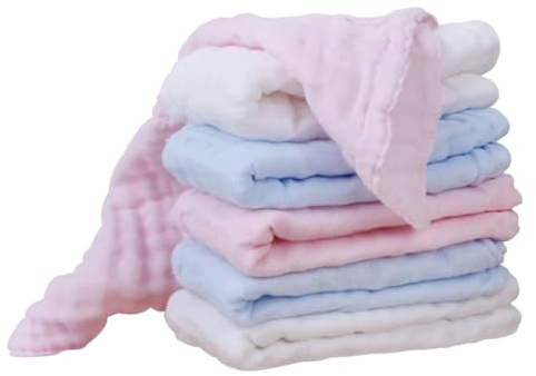 MERRYHAPY 6 Stück Waschlappen Baumwollgaze Stillhandtücher Hohe Saugfähigkeit Atmungsaktiv Weich für Neugeborene und Kleinkinder Waschhandschuhe für Babypflege