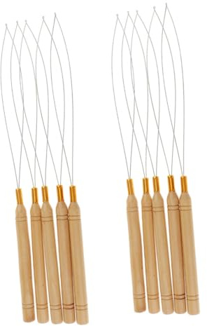 PLAFOPE 10 Piezas Peluca De Ganchillo Herramienta Para Lazos De Extensiones De Cabello Agujas De Tracción Kit Para Extensiones De Cabello Gancho Para El Hogar
