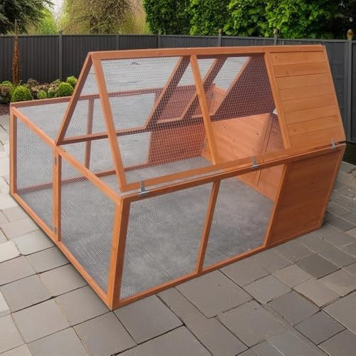 Mucola Freilaufgehege klappbar Kleintierstall draußen Outdoor Hasenstall 160x119x60cm Freigehege aus Holz mit Gitter Ausbruchsperre Freilauf