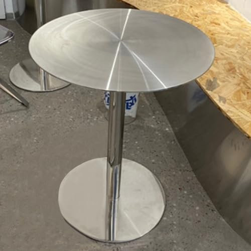 TWHZSAI Einfach zu installierender Stehtisch, runde Tischplatte aus silbernem Edelstahl mit Stabiler Basis, Bistrotisch für Wohnzimmer, Küche/Cocktailtisch (Größe: 50 x 50 x 105 cm)
