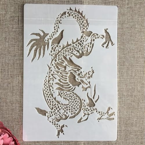 Schablonen zum Malen auf Holz, 26 x 18 cm, chinesischer Drache, Schablonen zum Malen, wiederverwendbare Zeichenschablonen für Stoff, Möbel, Wand, DIY, Handwerk, Stil A