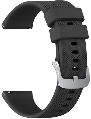 Silicone Watch Bands - Quick Release Waterproof Soft Rubber Replacement Straps with Silver Plated Stainless Steel Buckle 20mm 22mm (Black, 20mm)