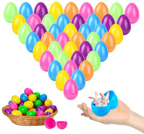 NTGFU 72PCS Easter Plastic Eggs Fillable- Easter Decor Colorful Eggs Bulk Large Empty Eggshells Fill for Easter Egg Hunt Filling Treats Party Favor Easter Basket Stuffers Classroom Prize- 2.4in/6.2cm
