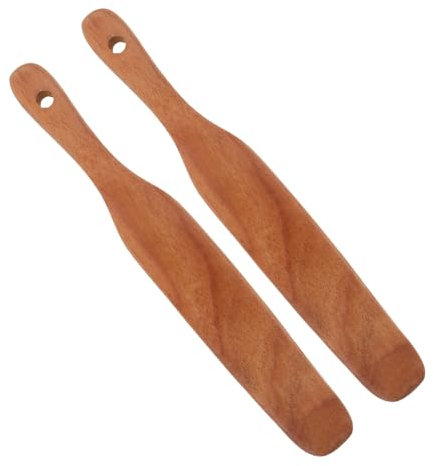 NAMOARLY 2pcs Ergonomic Handle Long Wooden Spatula Turner for Butter Cheese Jam Scrapers Spreaders