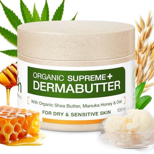 H4H Bio Reparaturbutter für sehr trockene & empfindliche Haut – mit Manuka, Hafer, Sheabutter, Propolis & Hanföl – 48h Intensive Pflege für Gesicht, Hände, Ellbogen & Knie – 100ml Dermatest