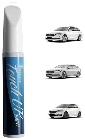 Treesiche Peinture de Retouche pour Skoda, Stylo Réparation des Rayures Auto De Peinture, Stylo de Retouche 2 en 1 Avec Pinceau Efface Rayure Voiture, Candy Blanc (LF9E/9P)