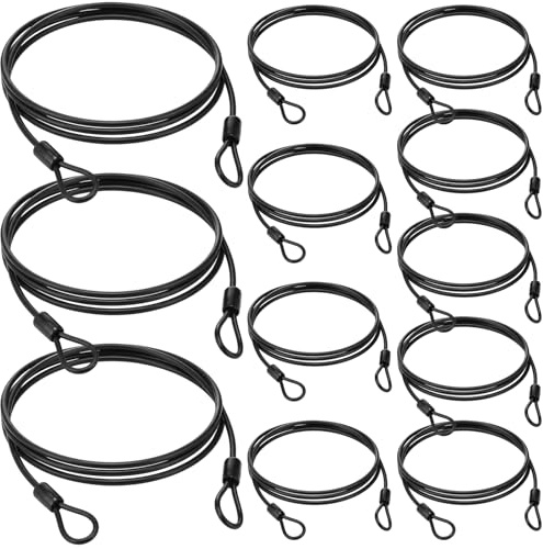Fiada 12pack Security Cable Lock, 4ft 3mm Braided Steel Coated Luggage Lock