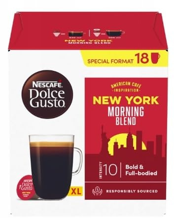 NESCAFÉ DOLCE GUSTO New York Morning Blend XL Coffee Pods, 18 Capsules – Bold & Intense Roast