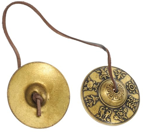 Abaodam Tibetische Klangglocke mit Harmonischen Tönen aus Reinem Kupfer in Gold Traditionelle Meditationsglocke für Meditation und Religiöse Zeremonien