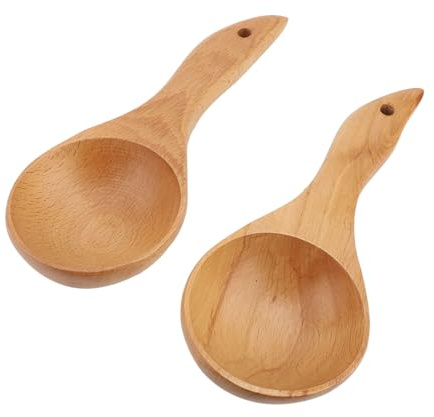 Wooden Cooking Spoons 2 - Piece Set | Non - Stick Beechwood Ladle for Mixing/Stirring/Salad | Scratch - Deflecting Kitchen Utensils with Polished Handle