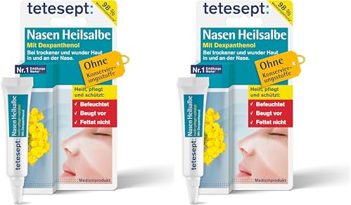 tetesept Nasen Wundsalbe I Für trockene & wunde Nasenhaut I Wund und Heilsalbe mit Dexpanthenol | Ideal bei Erkältung & Schnupfen I Heilt, pflegt und schützt | Nasensalbe für Kinder & Erwachsene | 5g