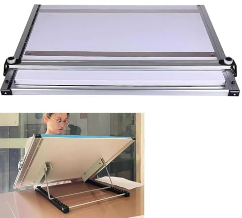 Tragbares Zeichenbrett im A2-Format, Desktop-Zeichenständer, architektonische Parallelbewegungsstange mit 4 Edelstahlstreifen for Fixieren der Zeichnungen, 6-stufiger Neigungswinkel(60*70cm)