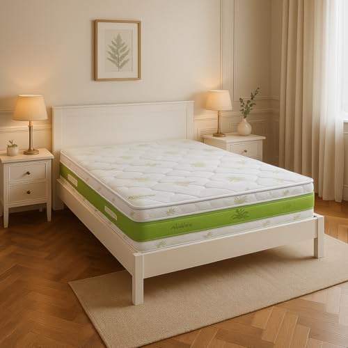 Ginflex Materasso Matrimoniale Waterfoam 160x190 H30 Tessuto Aloe Vera | Antiacaro - Anallergico - Antibatterico | 100% Made in Italy (Altezza: 30cm, 160x190)