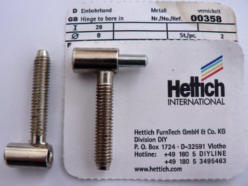 Hettich Einbohrband, vernickelt, Ø 8 mm, 2 Stück, Artikelnr. 358