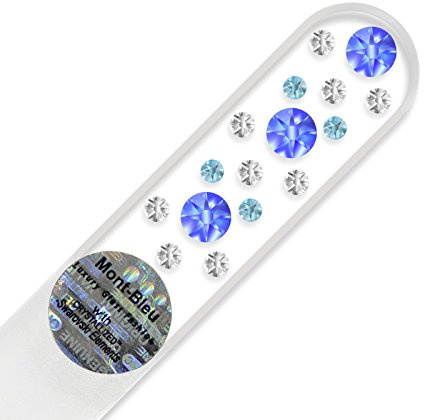 Mini-Glasnagelfeile von Hand dekoriert mit Swarovski Elements, geliefert in einer Hülle aus schwarzem Samt - Echtem gehärteten Glas aus Tschechien