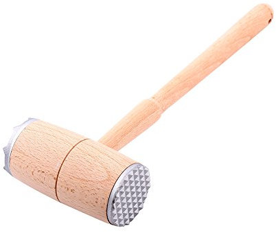 Attendrisseur de Viande, EECOO Attendrisseur à Viande Marteau de Viande en Hêtre Solide Double Côtés en Alliage d'aluminium Maillet de Viande pour Steak Bœuf Poulet Porc Poisson