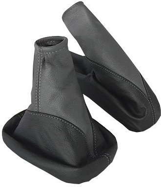 Schaltsack Schaltmanschette und Handbremsmanschette Schwarz-Grau Echt Leder myshopx SH06-AG