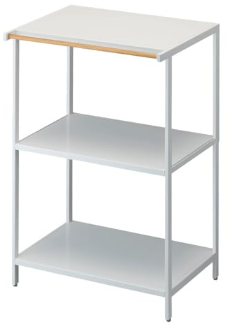 YAMAZAKI 3597 Tower 3Tiered Storage Rack, White, Steel/Wood, 60 x 46.5 x 90 cm