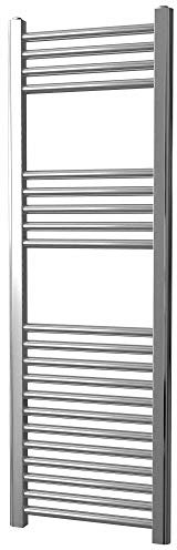 Greened House Chrome Straight Heated Towel Rail 400mm wide x 1200mm high Flat Central Heating Towel Radiator