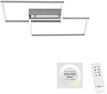 Design LED Decken Leuchte Wohn Zimmer Flur Lampe CCT FERNBEDIENUNG silber Leuchten Direkt 14018-55 Weiss