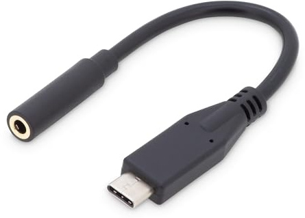DIGITUS Câble adaptateur USB 3.2 Gen1-0.2 m - USB C (mâle) vers jack 3.5 mm (femelle) - 5 Gbit/s - Adaptateur USB - noir