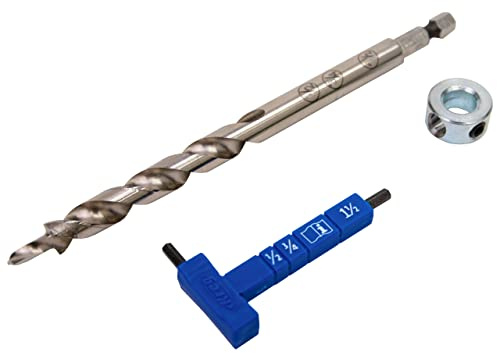 Kreg Easy-Set Pocket-Hole Drill Bit with Stop Collar & Gauge/Hex Wrench, KPHA308 | Easy-Set Pocket Hole Drill Bit with Stop Collar and Gauge/hex Wrench for Quick Drilling Setup