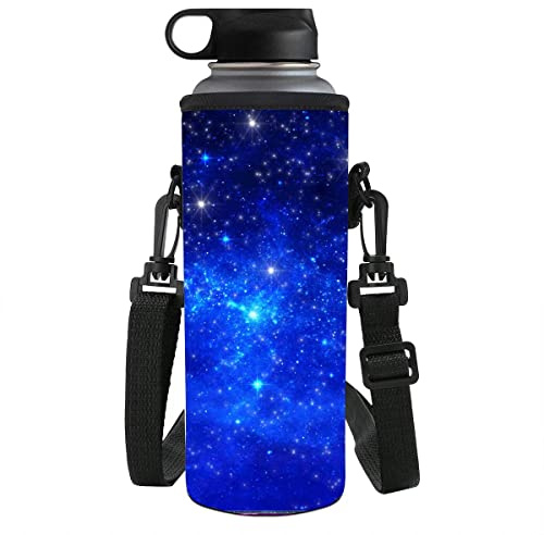chaqlin 500-750ML Wasserflaschenträgerhalter Hülse Verstellbarer Schultergurt, 3D-Raumdruck Isolierte Flaschentasche Etui Beutelabdeckung, passend für Flaschendurchmesser weniger als 3,14 Zoll
