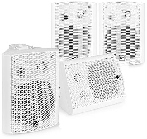Power Dynamics Wall Mounted Sound System, Active Bluetooth Speaker Kit, 4x DS50AW 5.25 Speakers – Ideal Background Music for Restaurants, Shops and Offices, White Finish