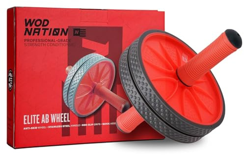 WOD Nation Ab Roller - Black & Red, Modern Core Fitness Equipment for Home Gym & Travel - Ab Wheel for Workout & Core Stability