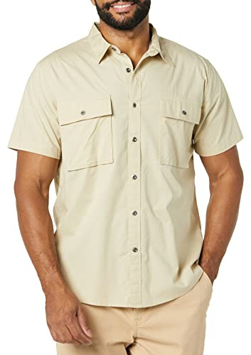 Amazon Essentials Herren Utility-Hemd mit kurzen Ärmeln, Zwei Taschen und schmaler Passform
