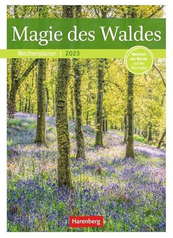 Magie des Waldes - Wochenplaner 2023 - Harenberg-Verlag - Wochenkalendarium - 53 Blatt mit stimmungsvollen Waldbildern und mit Zitaten - Wandkalender mit Platz zum Eintragen - 25 cm x 35,5 cm