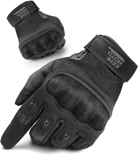 KEMIMOTO Taktische Handschuhe, Arbeitshandschuhe, Militär Einsatzhandschuhe mit Kohlefaser Knöchelprotektor, Atmungsaktiv, Vollfinger, für Arbeit, Wandern, Jagd und Security