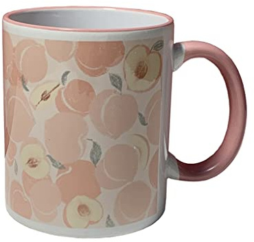 SISWIM Tazas de Café Copa de cerámica Pequeño melocotón Fresco Impreso Taza Japonesa Simple con Tapa Taza Taza Estudiante Taza de café Taza de café Tazas de té