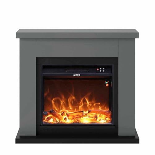 Mpc Camino Asciano Chimenea De Pie Con Marco y Quemador Electrico De 1500w Gris