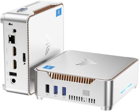 NiPoGi Essenx E2 Mini PC W-11 Pro, Ιntel Alder Lake-Ν97(bis zu 3,6 GHz, 12 W TDP), 16 GB DDR4 256 GB M.2 SSD Mini Desktop Computer für Büro/Schule, Gigabit Ethernet/HDMI 2.0/ DP/4K UHD Dual Display.
