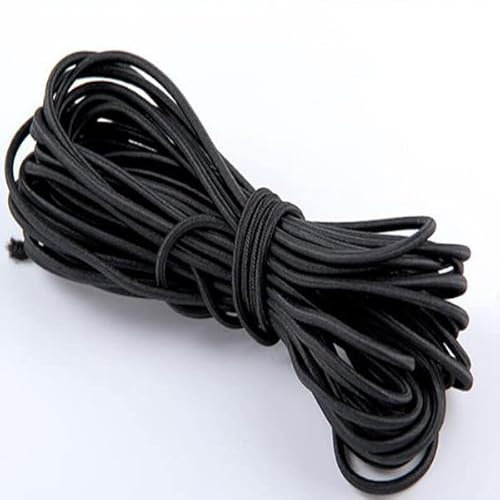 1/1, 5/2/3/4/5/6/8/10 mm, cinta elástica redonda blanca y negra, banda elástica para coser, goma para cintura, cuerda elástica, costura DIY, negro, 10 mm x 2 yardas
