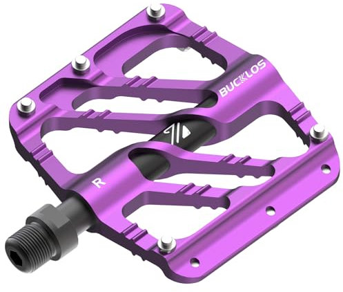 BUCKLOS Mountainbike-Pedale, flach, 3 Kugellager, CNC-Mountainbike-Pedale für Erwachsene, Fahrradplattform, Aluminiumlegierung, rutschfestes Pedal für Gravel-Bike/BMX, 9/16 Zoll (lila)