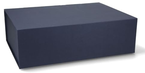 Premium Geschenkbox mit Deckel, faltbar, Geschenkkarton, Magnetbox, Geschenkverpackung für Weihnachten & Geburtstag, Magnetfaltbox, Blau, 38x28x12cm