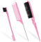Soodyoow 3 Piezas Peine Clean Look, Peine Coleta Perfecta, Peine Cardar Pelo, Peine Con Punta, Cepillo Cardar Pelo, Peine Raya Pelo, para Salones y Mujeres, Hombres, Niños(Rosa)