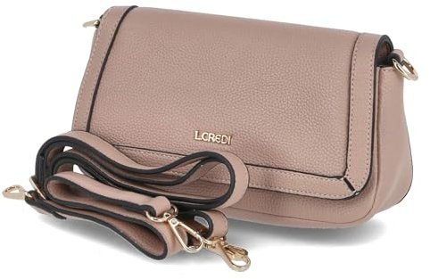 L.Credi Damen Überschlagtasche/Umhängetasche Malina Rosa Kunstleder Vegan, 99-Ohne Größen:-, Color:beige