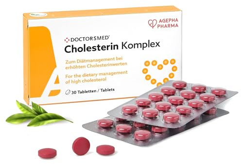 Cholesterin Komplex - Natürlicher Cholesterinsenker mit Monacolin K aus rotem Reis - Glutenfreies, laktosefreies, veganes Nahrungsergänzungsmittel - Made in Europe (30 Tabletten)