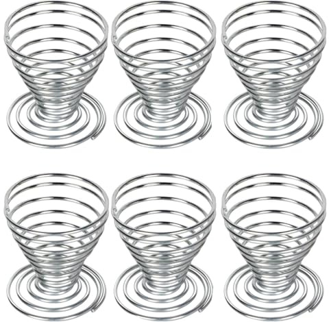 Yitobici Eierbecher aus Edelstahldraht-Spiralfedern,EierStänder Eierhalter,Eierhalter Stapelbar,Frühstück Gekochtes Kochwerkzeug (6Stück)