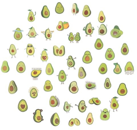 DIYEAH 50 Stück Avocado Aufkleber Für Scrapbooking Obst Motive Dekorative Aufkleber Für Laptop Handy Koffer Kreativ Wasserfest Aus Kunststoff